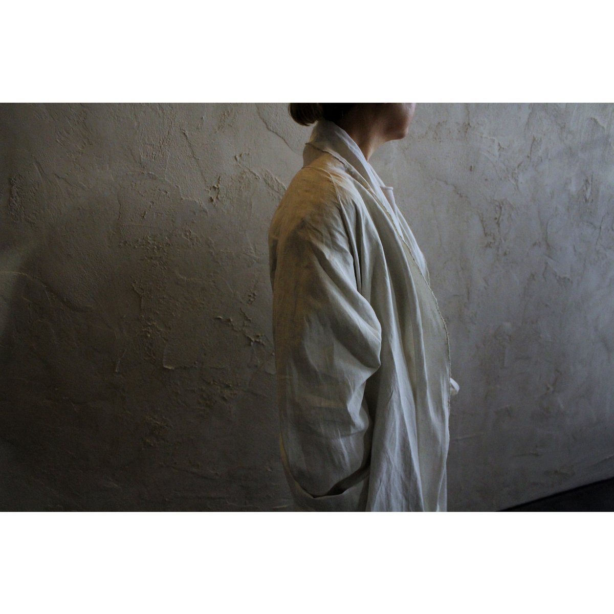 大麻ロング羽織 高密度 ベンガラ白(ベンガラ染) / MITTAN | SoL