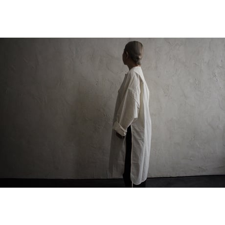 Key Neck Side Slit Long Length Pullover Shirt / 〼〼:masumasu