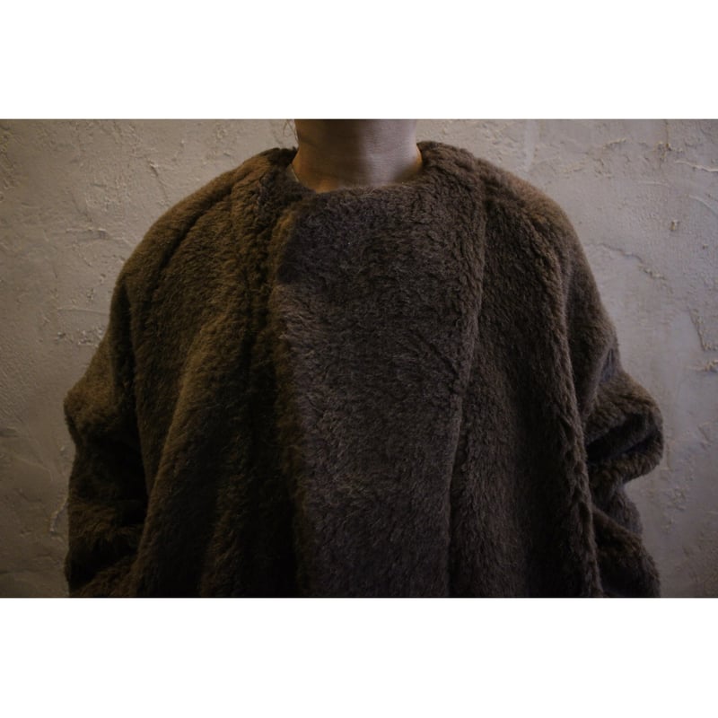 MITTAN ブラウン ノーカラー ウールアルパカボアジャケットコート Re Stock】ウールアルパカボアジャケット / MITTAN | SoL