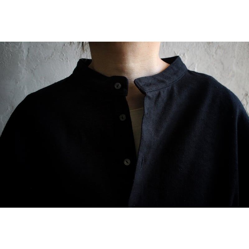 綾織絹麻プルオーバーシャツ 黒 / MITTAN | SoL