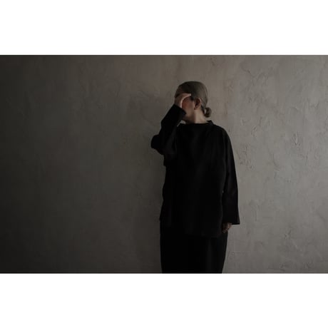 大麻長袖プルオーバー 高密度 黒 / MITTAN