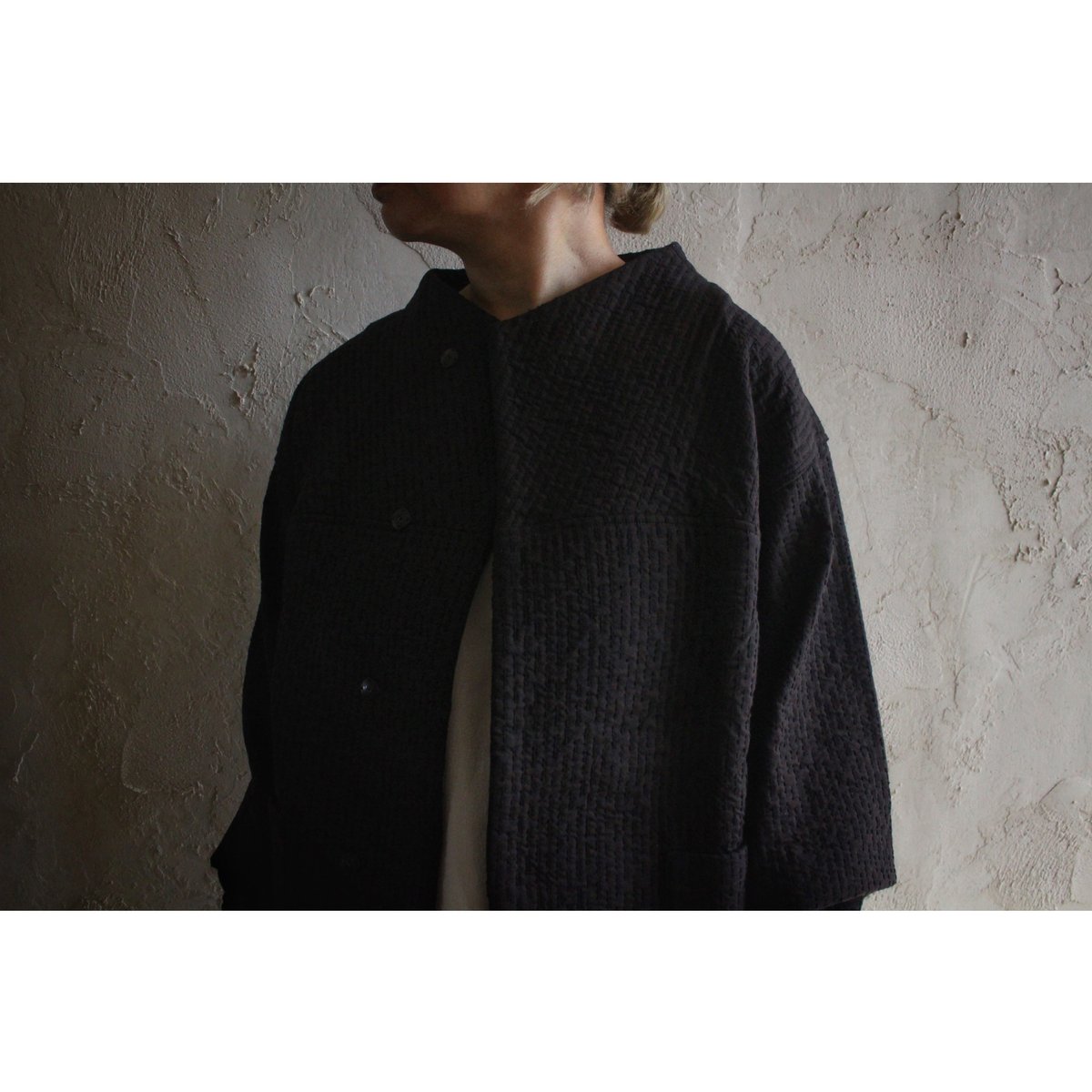中わた刺し子ジャケット 黒茶 / MITTAN | SoL