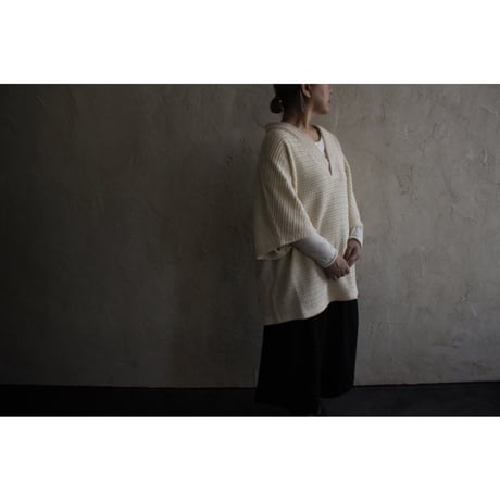Waffle Russell V Neck 3/4 Sleeve Dolman Knit Pullover / 〼〼:masumasu