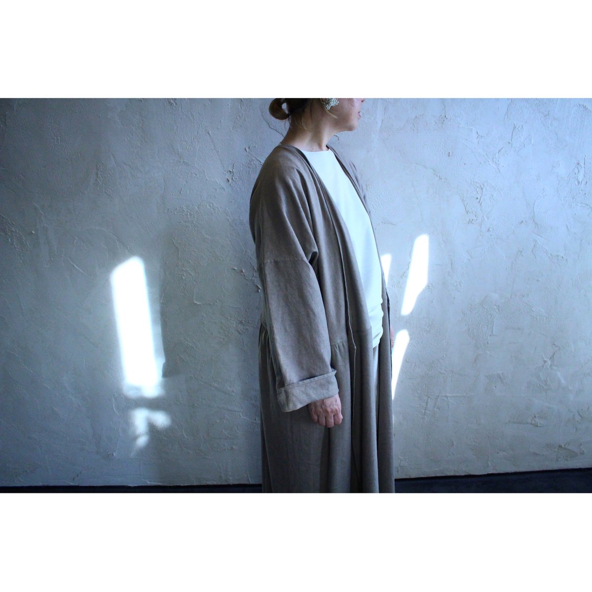 MITTAN OP-06 綾織絹麻ワンピース 濃紺 サイズ1 綾織絹麻ワンピース