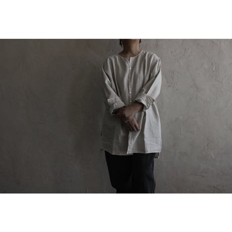 大麻ワイドシャツ 高密度 ベンガラ白 / MITTAN