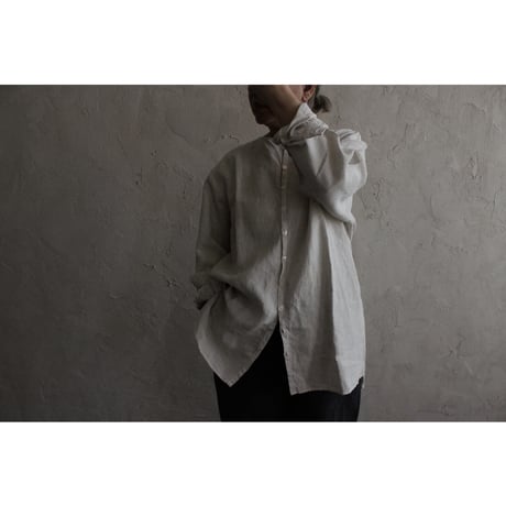 大麻ワイドシャツ 高密度 ベンガラ白 / MITTAN