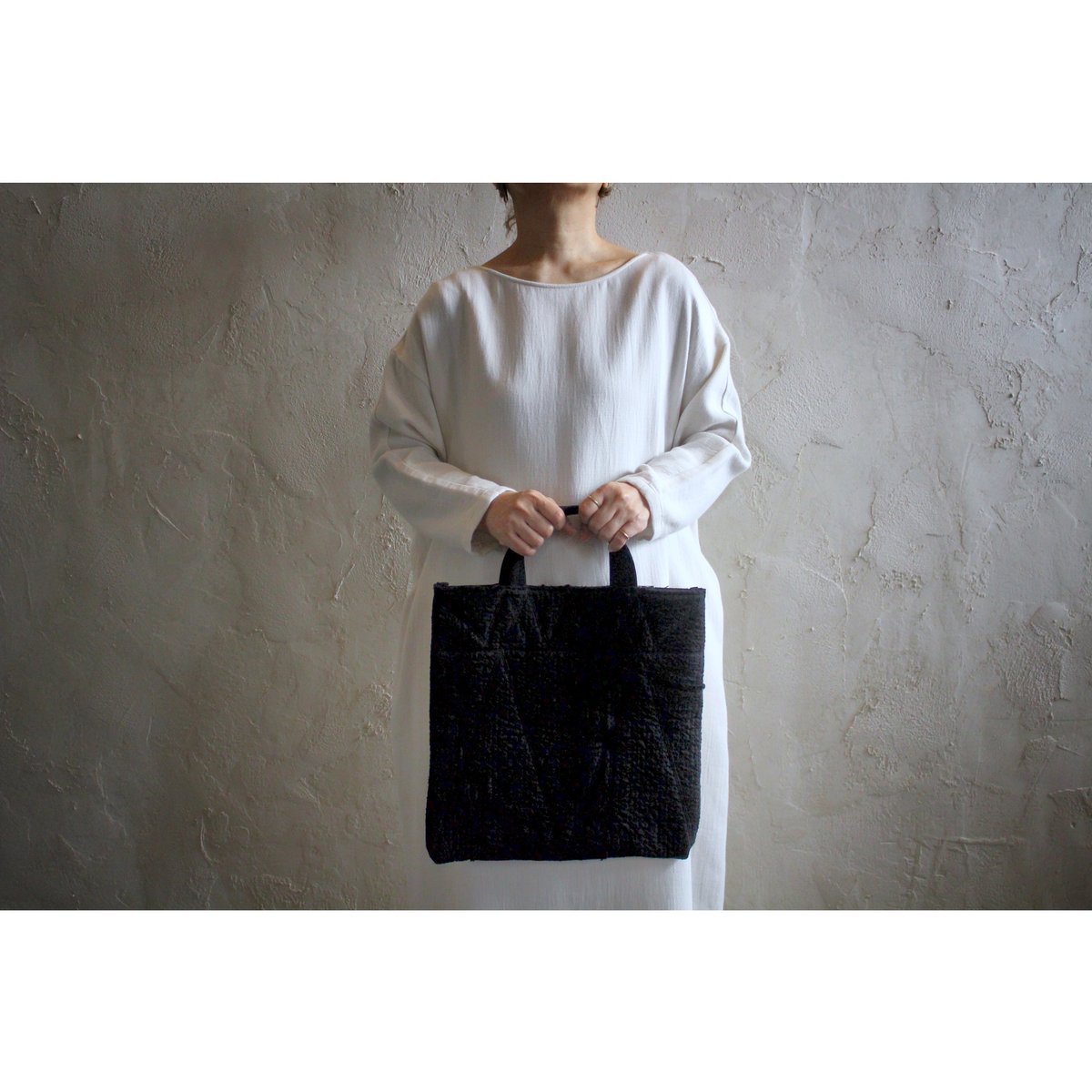 MITTAN 中わた刺し子織バッグ 黒茶 中わた刺し子織バッグ 黒 / MITTAN | SoL