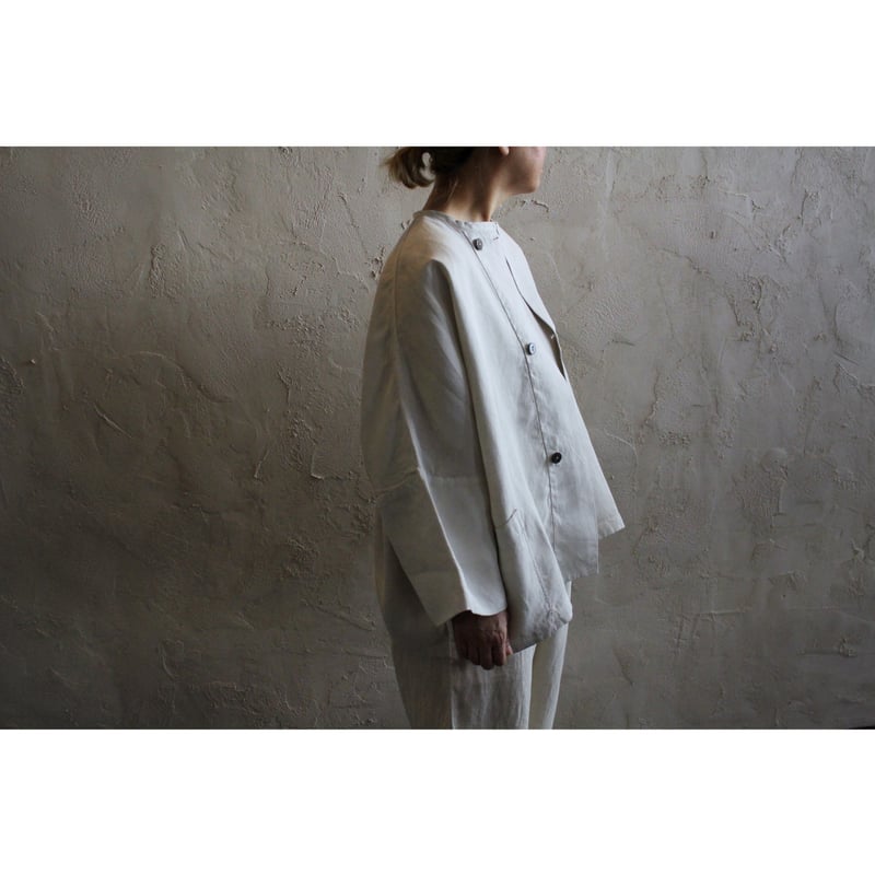 さざ波大麻ワイドジャケット ベンガラ白 / MITTAN | SoL