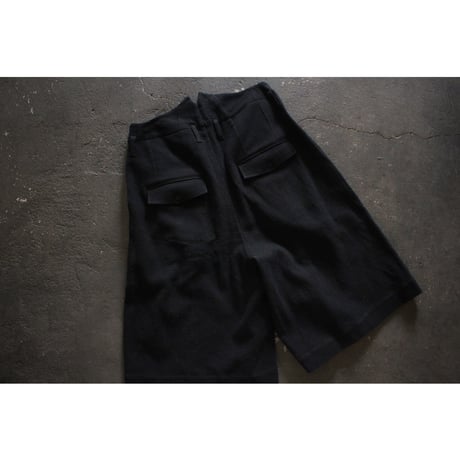 High Waist 2 Tuck Wide Half Trousers / 〼〼:masumasu