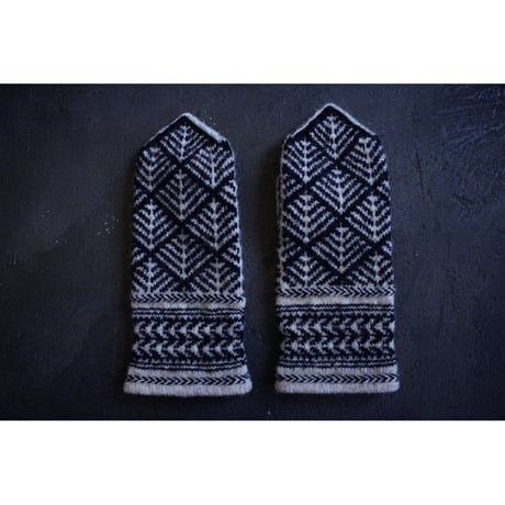 まつかさミトン navy×kinari / a.mo knit