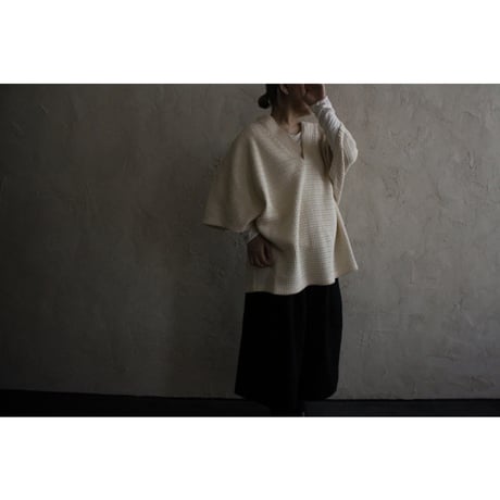 Waffle Russell V Neck 3/4 Sleeve Dolman Knit Pullover / 〼〼:masumasu