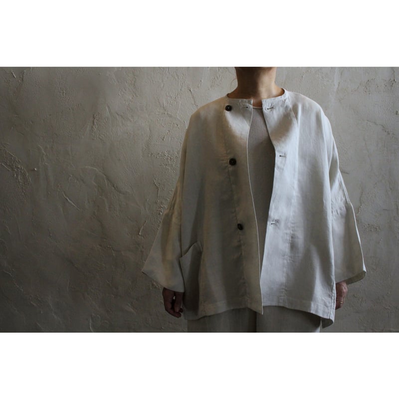 さざ波大麻ワイドジャケット ベンガラ白 / MITTAN | SoL