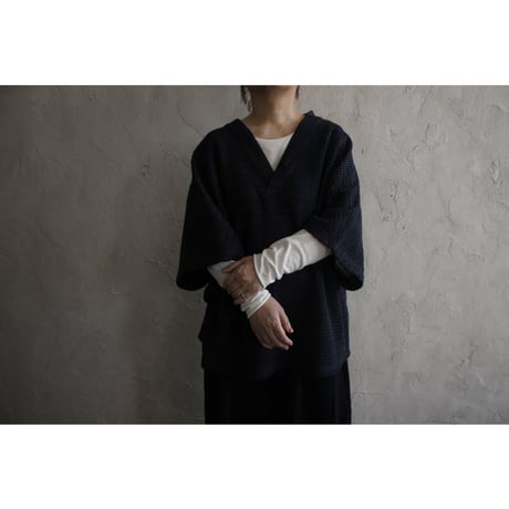 Waffle Russell V Neck 3/4 Sleeve Dolman Knit Pullover / 〼〼:masumasu