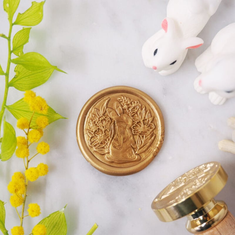 ウサギ型焼き印スタンプ STAMP】546：FLORAL RABBIT【スタンプヘッド】 | シーリング