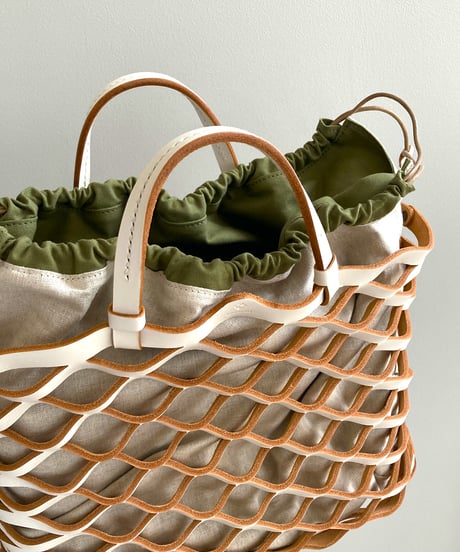 TEHA'AMANA/Leather Mesh Tote/L/ホワイト