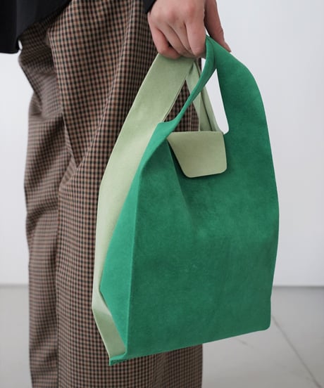 TEHA'AMANA/Pig suede shopping bag/グリーン×ライトグリーン