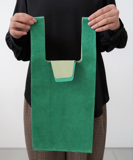 TEHA'AMANA/Pig suede shopping bag/グリーン×ライトグリーン