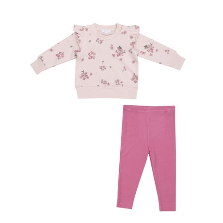 《French Terry Top+Legging Woodsorrel フレンチテリー素材 トレーナーセット 花柄》単品 箱なし 411-F24-WOS (桃色 90～135cmサイズ)