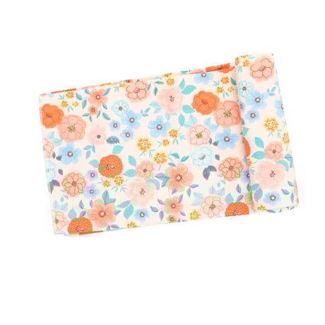 《ストレッチー バンブー スワドル 単品箱入り》花柄 FLOWER CART Stretchy Bamboo Swaddle バンブーレーヨン素材 Fサイズ オレンジ色  476-S24-FLC