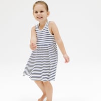 《Tank Dress & Bloomer Navy Stripe ワンピース＆ブルマ 紺ストライプ柄》白×紺色 70～115cmサイズ 単品 箱なし 743-S25-SVN