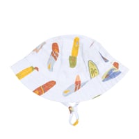 《Muslin Vintage Surfboard Sunhat オーガニックコットン素材 バケットハット帽子 サーフボード柄》薄青色 単品箱なし 809-S25-VSU