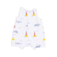 《Ocean Shortie Romper モスリンコットン素材 袖なしロンパース 海の仲間柄》70～95cmサイズ 白色 単品 箱なし 1009-S25-TAK