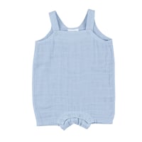 《Dusty Blue Overall Shortie Rompersモスリンコットン オーバーオール半ズボンロンパース ダスティブルー》 単品 箱なし  167-S24-DUB
