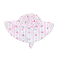 《Winding Roses Stripe Sunhat モスリンコットン素材 つば広ハット帽子 ばら柄》 白色 0～3歳サイズ 812-S26-WRS