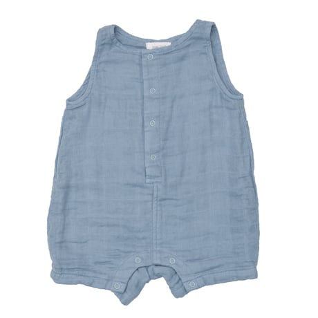 【OUTLET】《Soft Chambray Shortie Romper オーガニックコットン素材 袖なしロンパース》70cm～75cm 青色 単品 箱なし 1009-S3-CHA