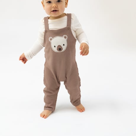 《Thermal Overall Baby Bear サーマル素材 オーバーオール くまさん柄》単品 箱なし 110-F24-BBW (茶色 70～95cmサイズ)