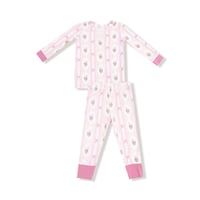 《Bamboo Lounge Wear Set Ogee Lace Floral 長袖ラウンジウエア バンブー素材 リボン柄》桃色 80～125cmサイズ 単品 箱なし 171-F25-OLF