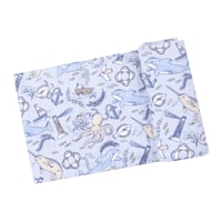 《ストレッチー バンブー スワドル 単品》海の仲間柄 Nautical Notebook Stretchy Bamboo Swaddle バンブーレーヨン素材 Fサイズ 青色 476-S25-NAU