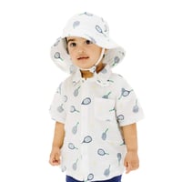 《Muslin Tennis Sunhat オーガニックコットン素材 バケットハット帽子 テニス柄》白色 単品箱なし 809-S25-TEN