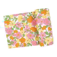 《スワドル単品》Botanical Retro Floral Swaddle Blanket オーガニック モスリンコットン素材 Fサイズ オレンジ色 レトロフラワー柄 157-S25-BRF