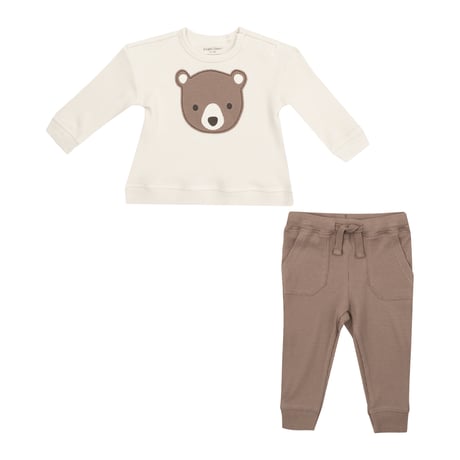 《Thermal Setup Baby Bear サーマル素材 セットアップ くまさん柄茶 》単品 箱なし 642-F24-BBW (薄茶色 80～95cmサイズ)
