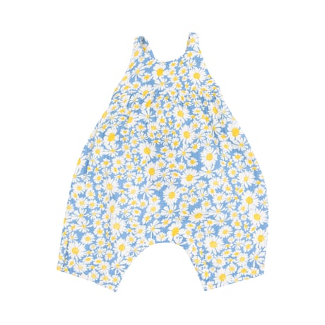 《Shasta Daisy TIE BACK ROMPER モスリンコットン素材 タイバックロンパース デイジー柄》70～95cmサイズ 青色 単品箱なし 1011-S25-SHD