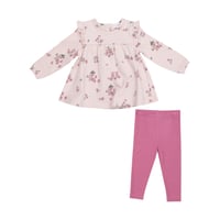 《French Terry Tunic+Legging Woodsorrel フレンチテリー素材 チュニックセット 花柄》単品 箱なし 546-F24-WOS (桃色 70～95cmサイズ)