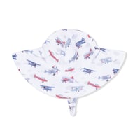 《Vintage Planes Sunhat モスリンコットン素材 つば広ハット帽子 飛行機柄》 白色 0～3歳サイズ 812-S26-VPL
