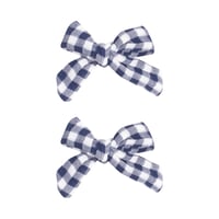 《Navy Gingham Check Bow Hair Clip モスリンコットン素材 ヘアクリップ ギンガムチェック柄》紺色 ワンサイズ 単品箱なし 822-S25-NGI