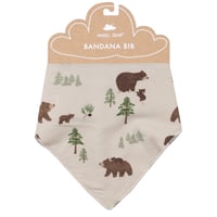 《裏起毛 バンダナビブ 単品》くま柄 Bamboo Bib Sweet Brown Bear  バンブーレーヨン素材 ワンサイズ 茶色 178-F24-SBB