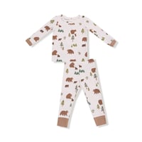 《Thermal Lounge Wear Set Sweet Brown Bears 長袖ラウンジウエア ワッフル素材 くま柄》茶色 80～125cmサイズ 単品箱なし 171-F25-SBB