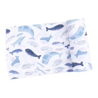 《ストレッチー バンブー スワドル 単品》くじら柄 Blue Whale Stretchy Bamboo Swaddle バンブーレーヨン素材 Fサイズ 青白色 476-S25-BLU