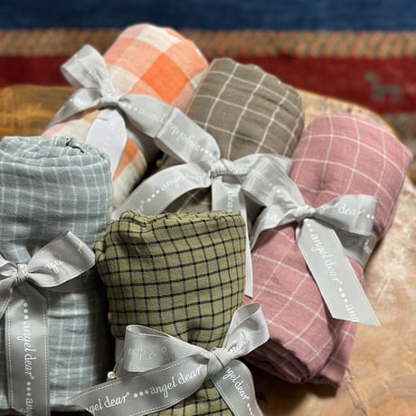 《スワドル単品 》MUSLIN Grid Gingham Slate Swaddle Blanket オーガニック モスリンコットン素材 Fサイズ 緑色  格子柄 157-F3-MSG