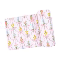 《スワドル単品》Ribbon Bouquet Muslin Swaddle Blanket オーガニック モスリンコットン素材 Fサイズ 白桃色 リボンブーケ柄 157-S25-RBS
