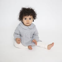 《Muslin Peterpan Dress+Leggings Grid Grey モスリン素材 丸襟ワンピース＆レギンス 格子柄》灰色 70-80cmサイズ 単品箱なし 524-F3-MGG