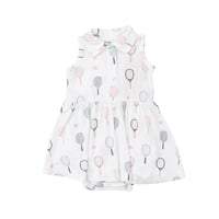 《TENNIS PINK TANK BODYSUITS DRESS バンブーレーヨン ロンパース付きワンピース テニスピンク柄》 単品 箱なし  568-S24-TEP