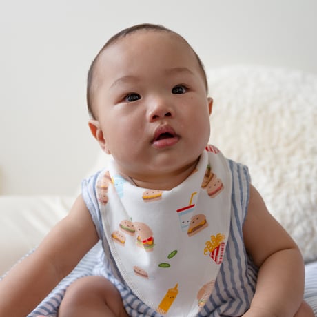 《裏起毛 バンダナビブ 単品》くま柄 Bamboo Bib Sweet Brown Bear  バンブーレーヨン素材 ワンサイズ 茶色 178-F24-SBB