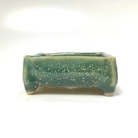 うさぎ庵製240425C緑釉結晶長方鉢
