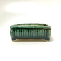 うさぎ庵製240403D緑釉彫細工長方鉢