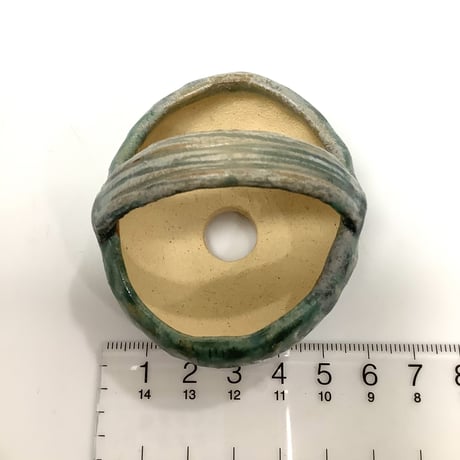 玉木啓子造230426B緑釉窯変変わり鉢